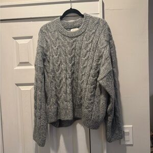 Abercrombie & Fitch Heather Gray Cable Knit Sweater